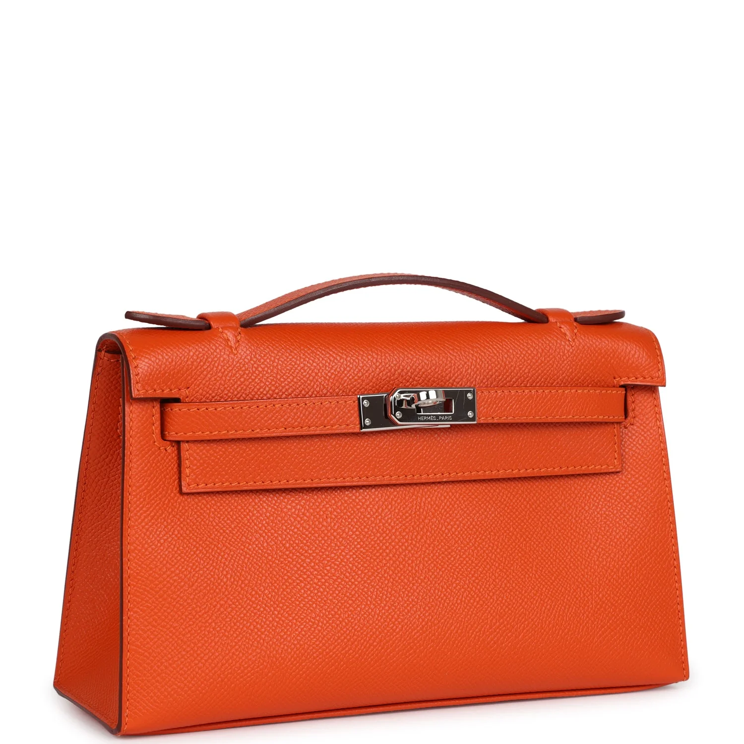 Hermes Kelly Pochette Feu Epsom Palladium Hardware