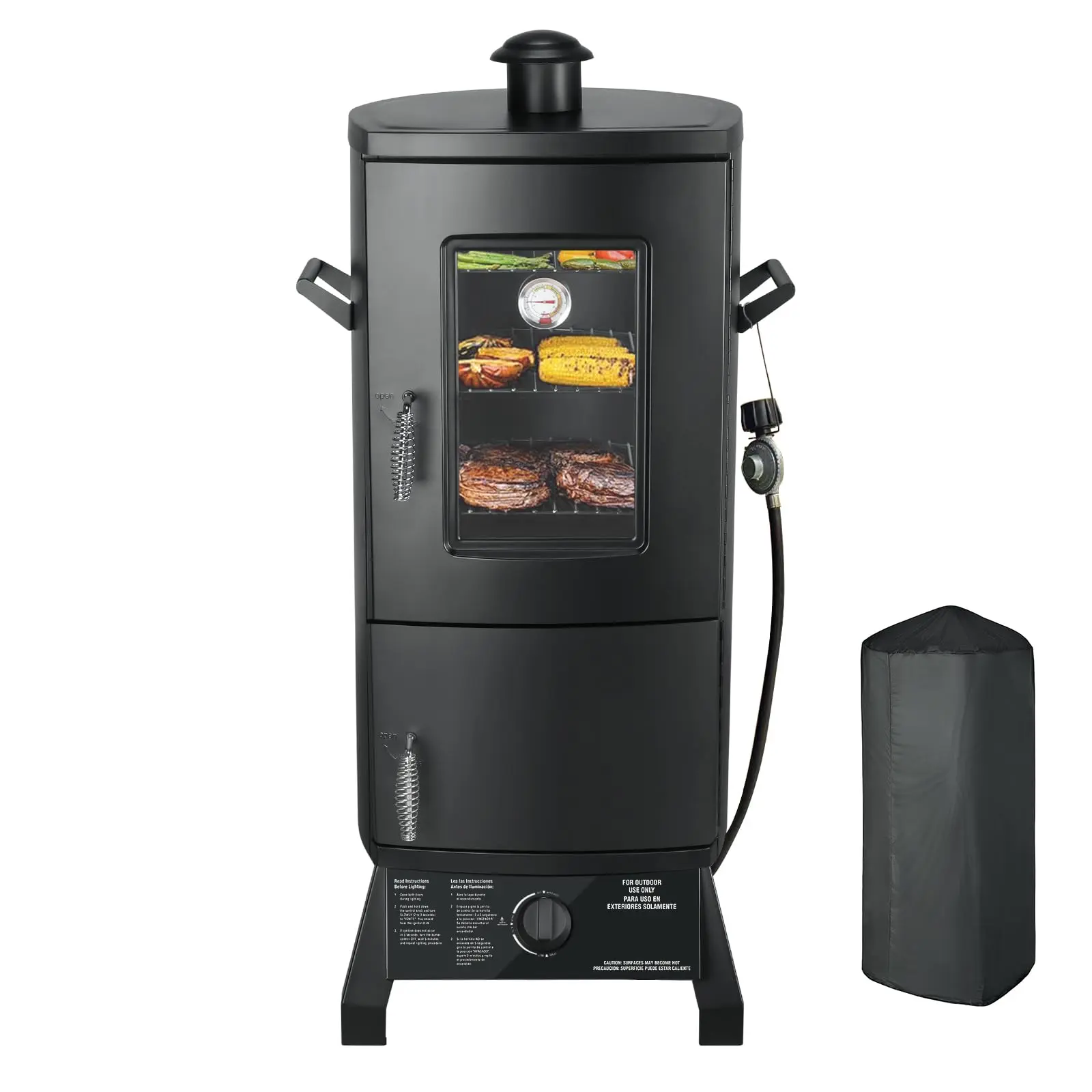 🔥Limited Warehouse Deal🔥 Heavy-Duty Vertical Barbecue Smoker Set with Cover – 3 Removable Cooking Shelves & Easy Temperature Control