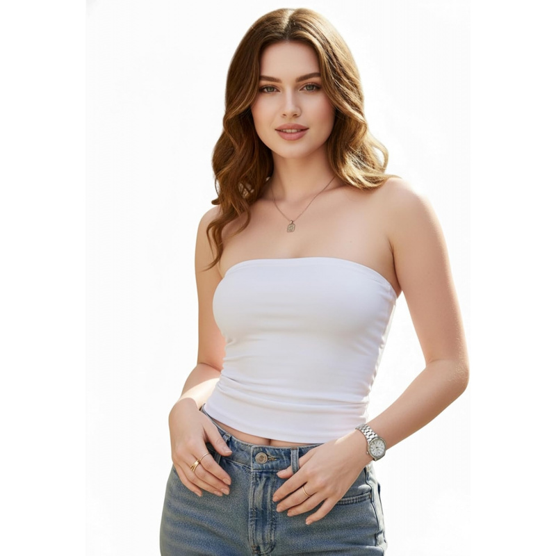AURETOP Women's Tube Top Strapless Bandeau Crop Top