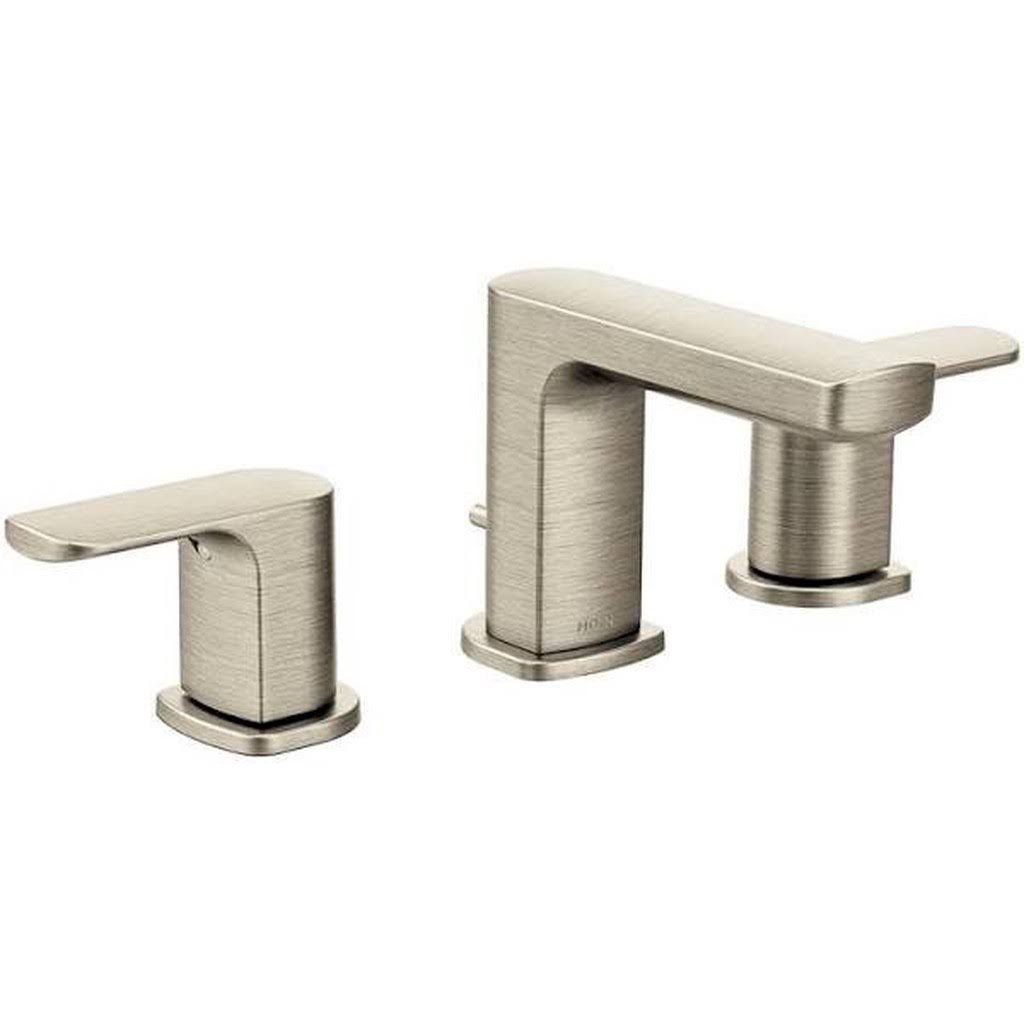 Moen Brushed nickel twohandle low arc bathroom faucet