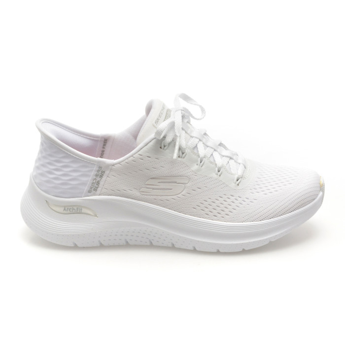 Pantofi sport SKECHERS albi, ARCH FIT 2.0, din material textil