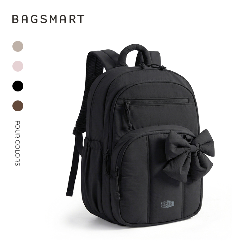 BAGSMART Travel Laptop Backpack, College Backpack Airline Approved, Casual Daily Backpack for 15.6 Inch Laptop, Lightweight College Bookbag for Women Men, Black