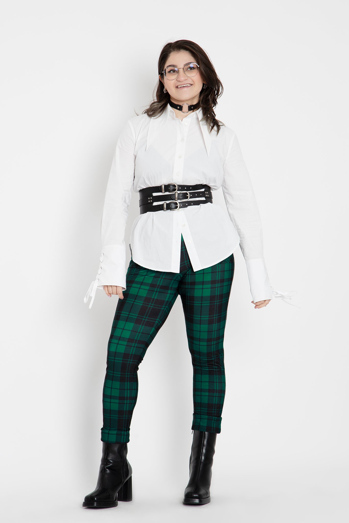 Women’s Tartan Plaid Cuffed Pants