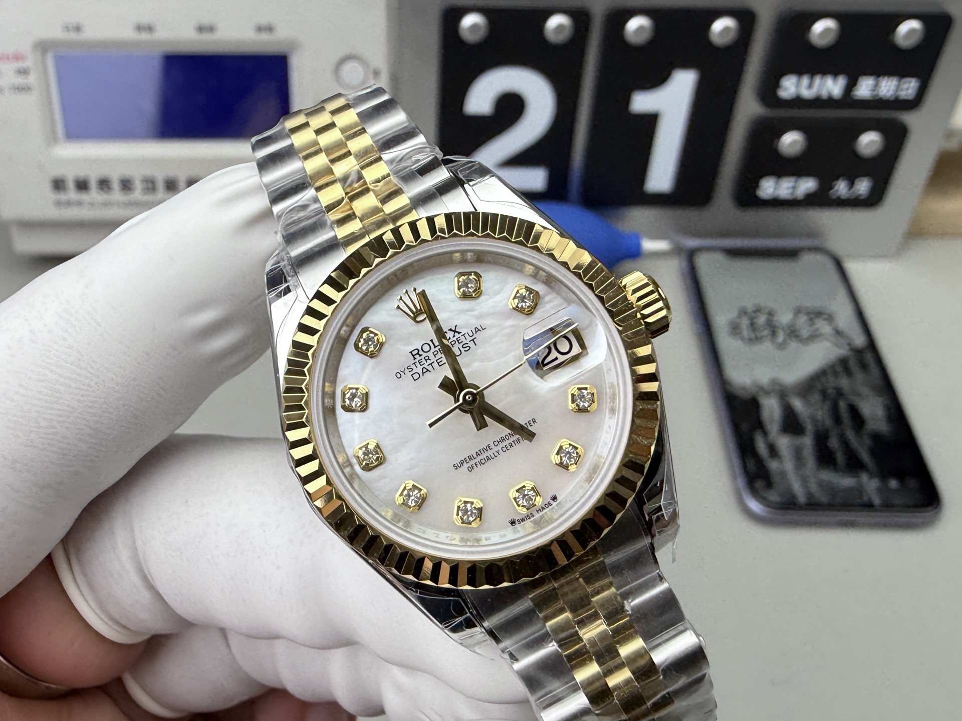 Rolex Datejust 28mm Two-Tone Mother of Pearl Diamond Dial