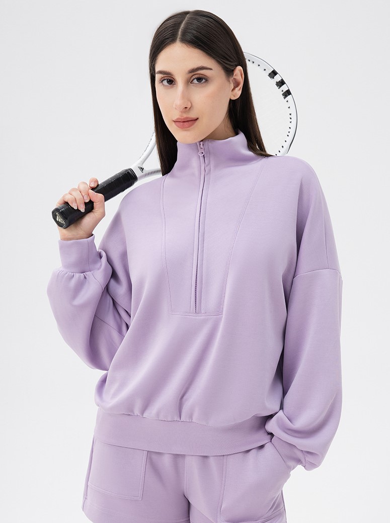 Autumn/Winter New Yoga Sweatshirt for Women, Modal Air Layer Loose Stand Collar Running Fitness Casual Top