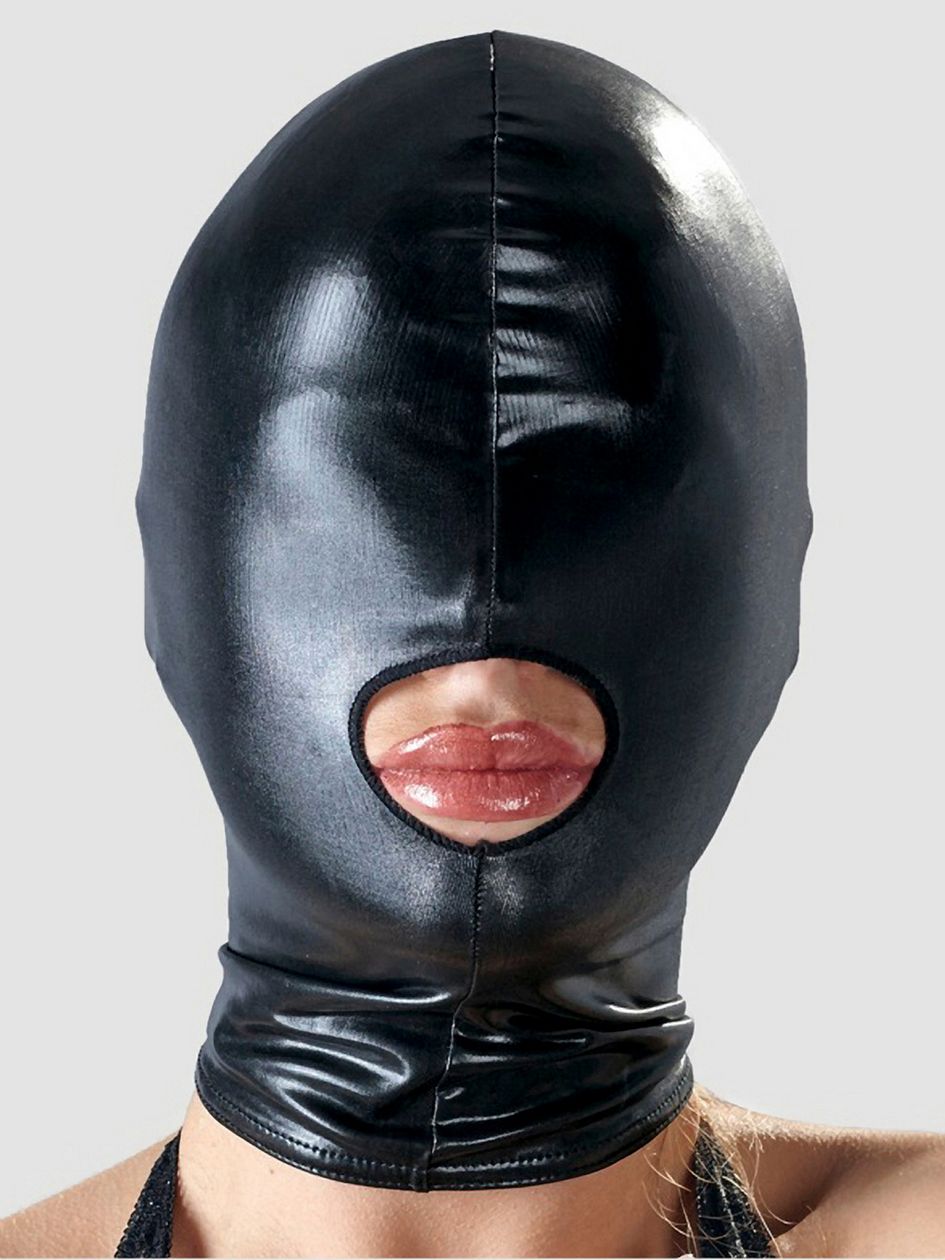 Bad Kitty Wet Look Open Mouth Bondage Hood