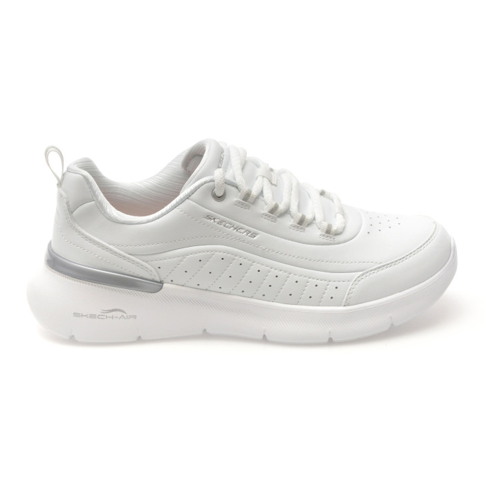 Pantofi sport SKECHERS albi, SKECH-AIR DYNAMIGHT 2.0, din piele ecologica