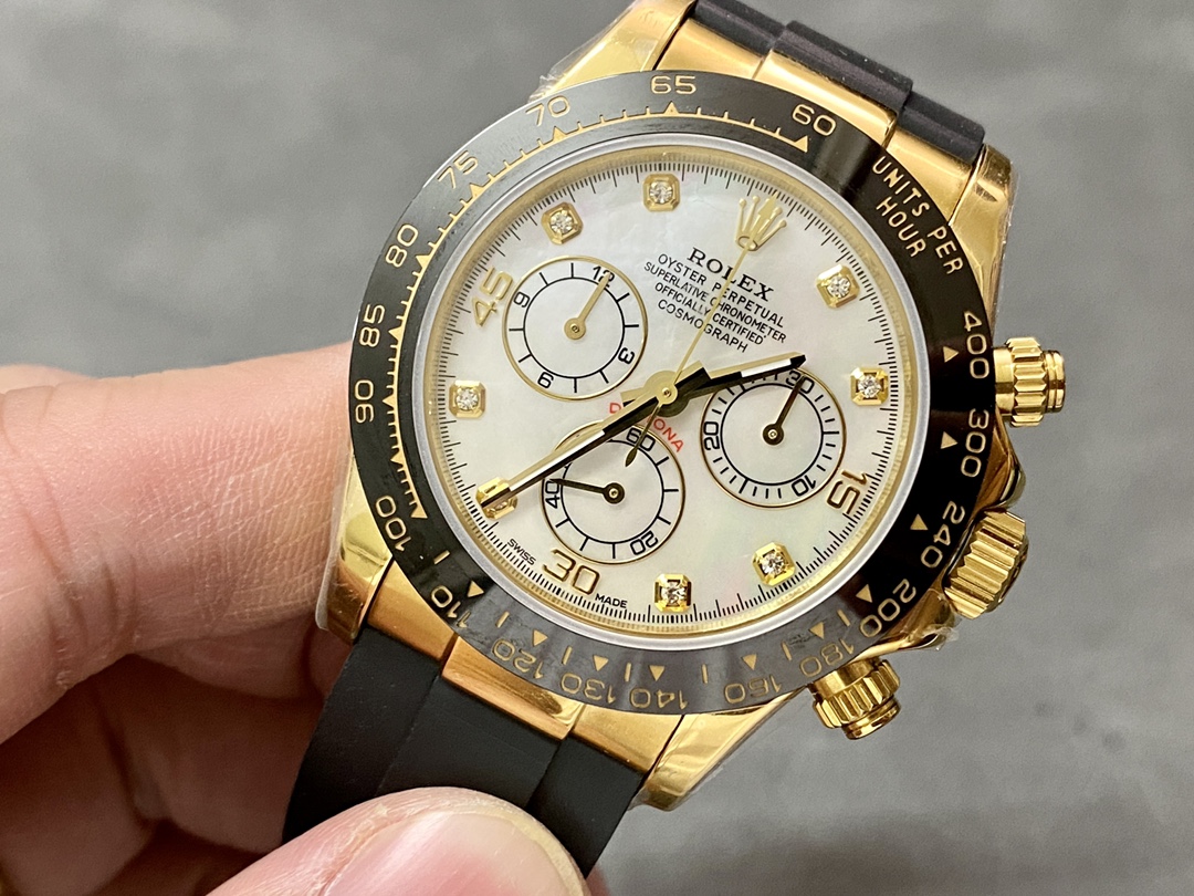 Rolex Daytona 116518LN Rubber Strap MOP Diamond Dial 40mm Mens Replica Watch