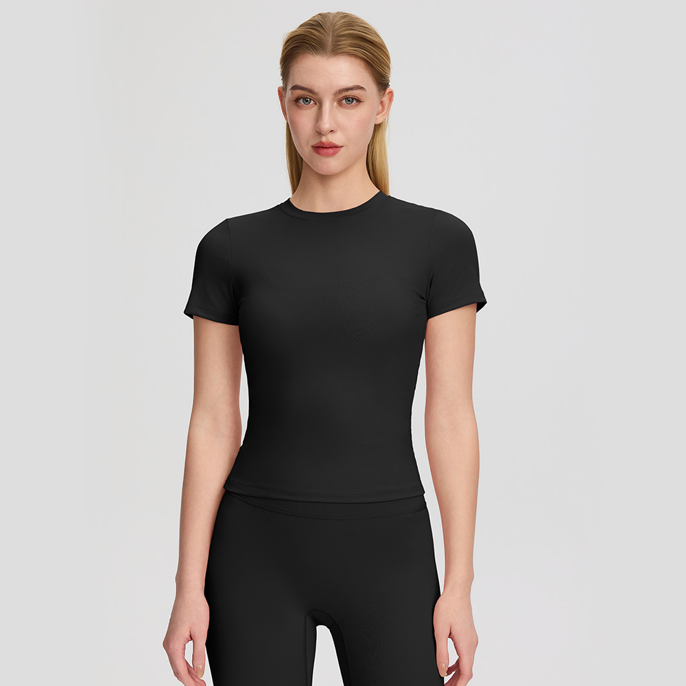 Women's Summer Cloud-Style Yoga Short-Sleeve Breathable Quick-Drying Outdoor Running T-Shirt Fitness Top Slimming High Elastic Sports Short-Sleeve