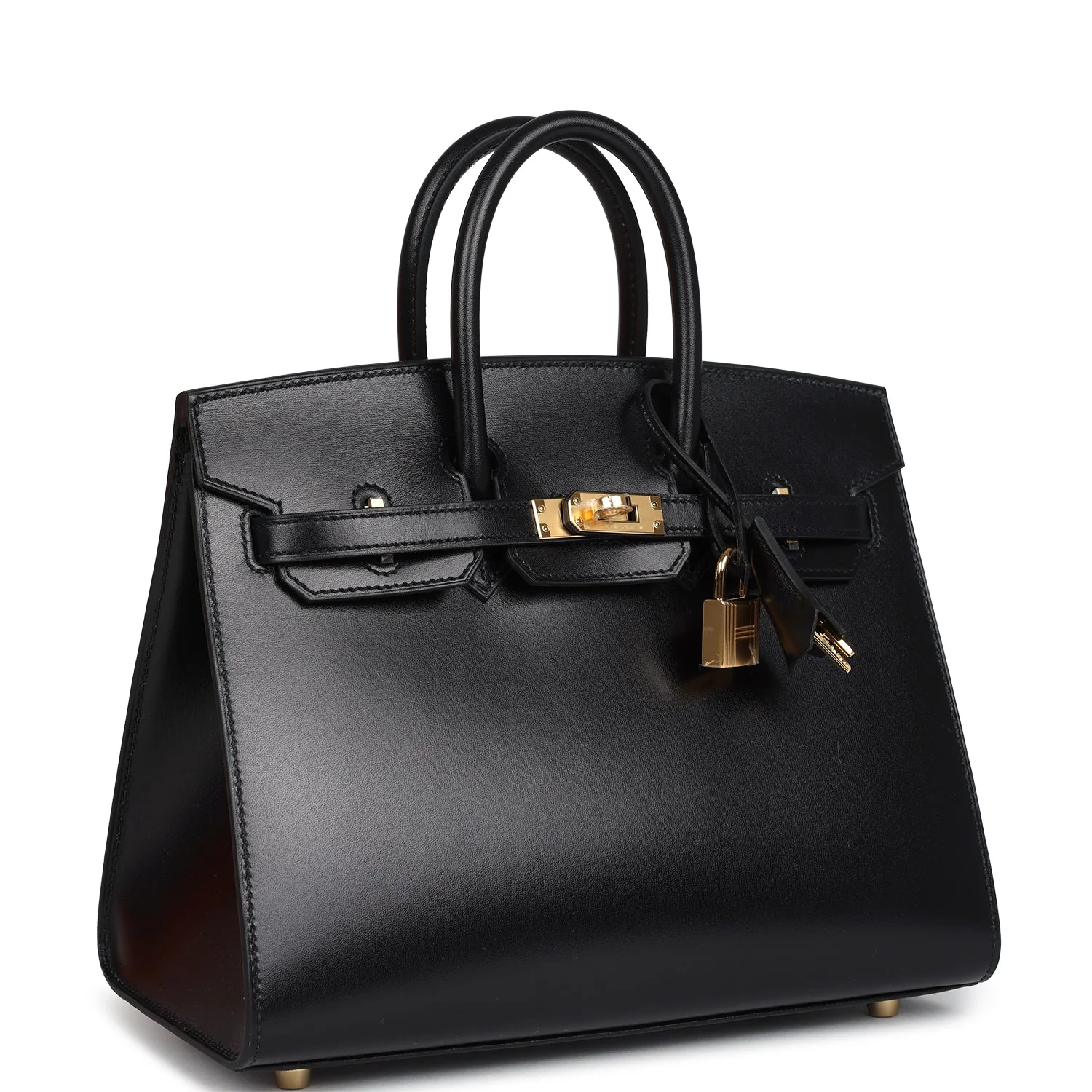 Hermes Birkin Sellier 25 Black Box Gold Hardware