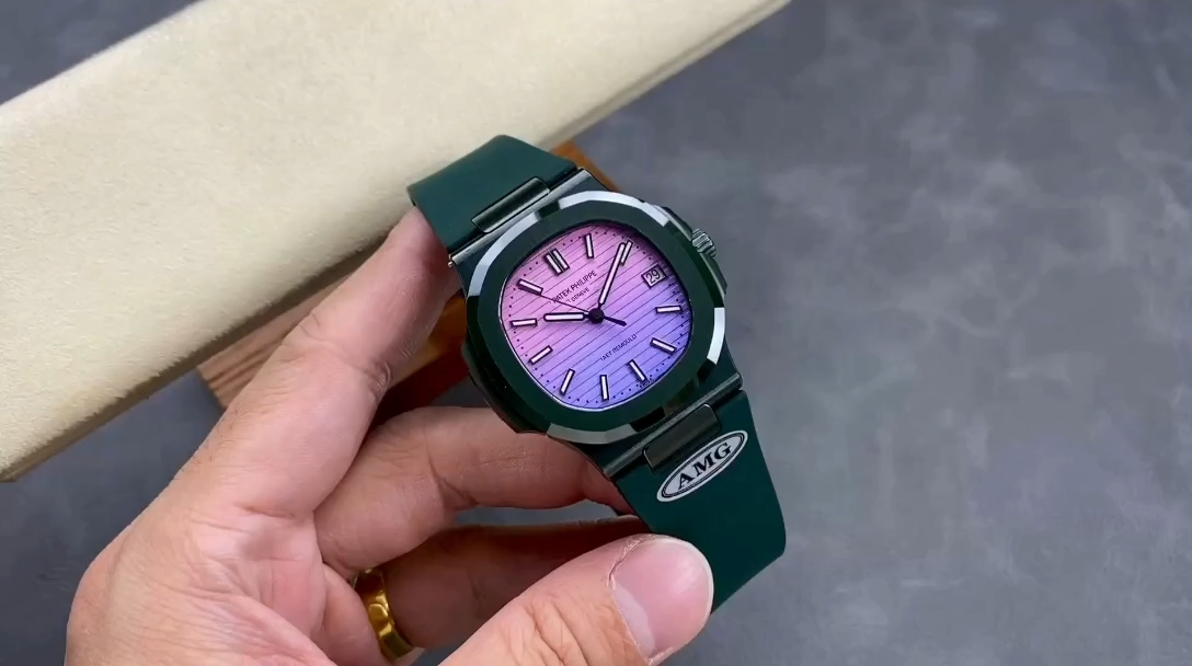 Patek Philippe Nautilus Green Rubber Purple Dial 5711 40MM Watch