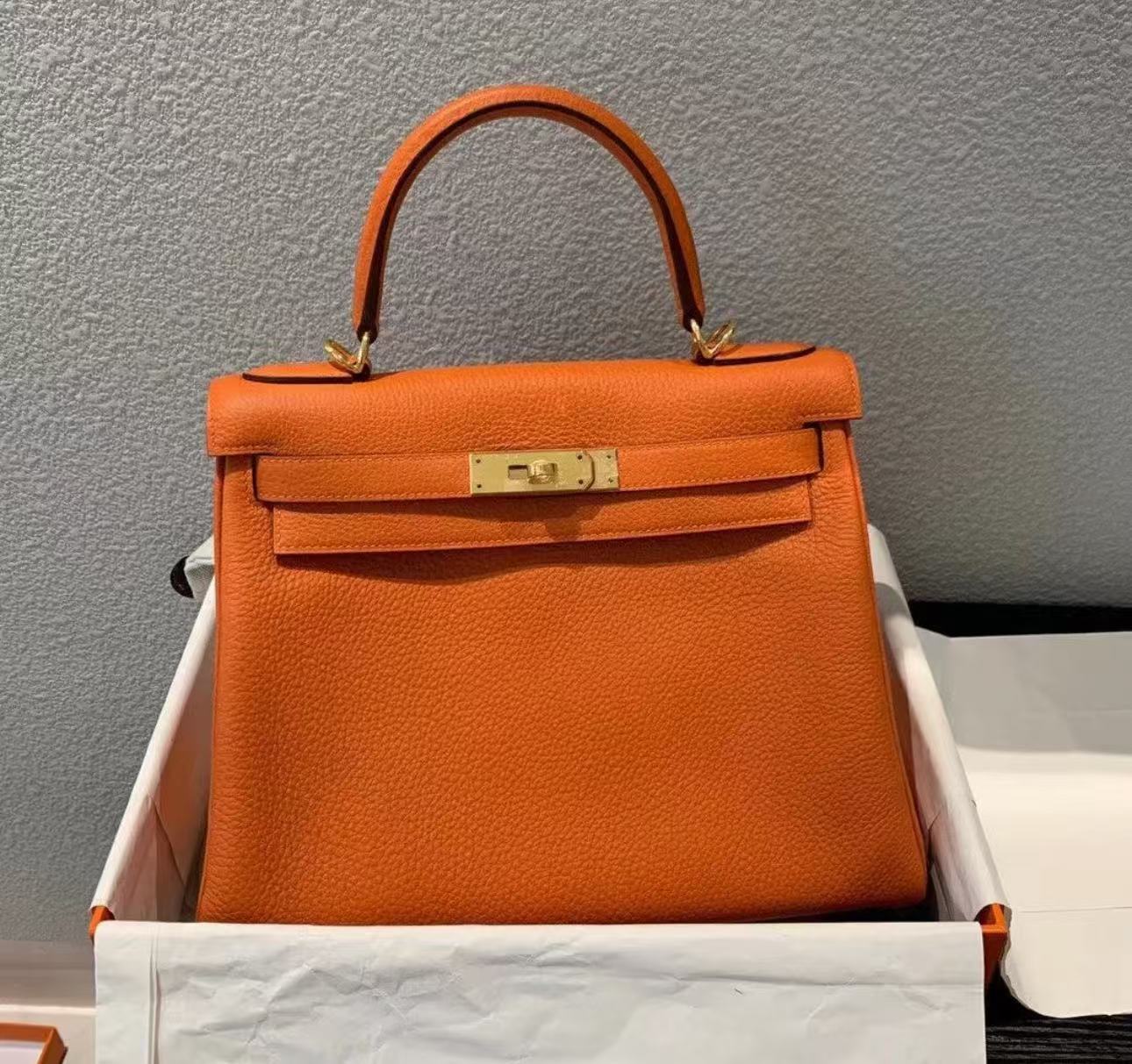 Hermes Kelly orange TOGO fully hand-sewn cowhide  35-40cm long