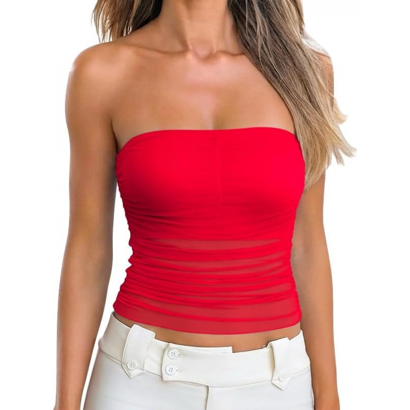 AURETOP Women's Strapless Mesh Tube Top