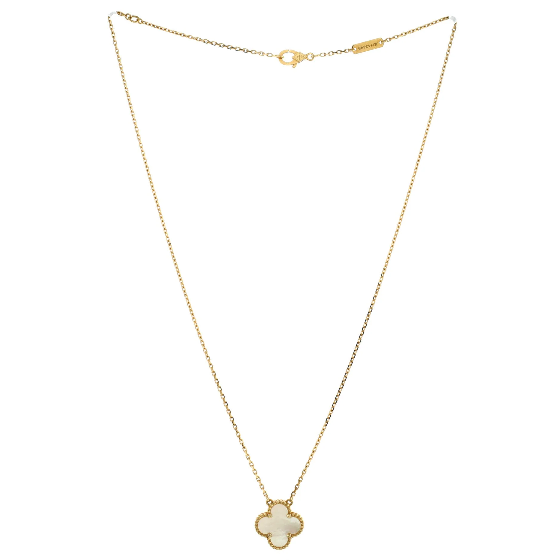 Vintage Alhambra Pendant Necklace 18K Yellow Gold and Mother of Pearl