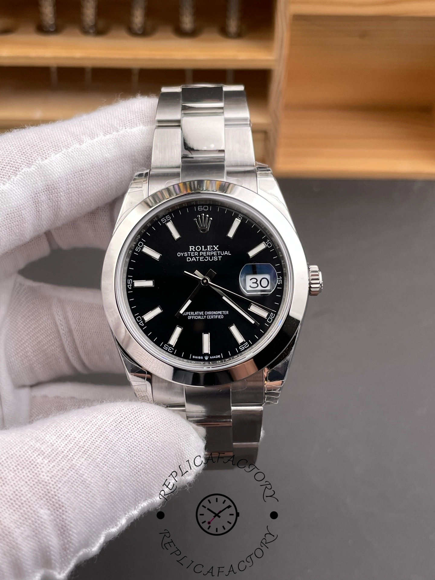 Rolex Datejust 41mm Black Index Oyster Stainless Steel 126300 0011 Men's Watch