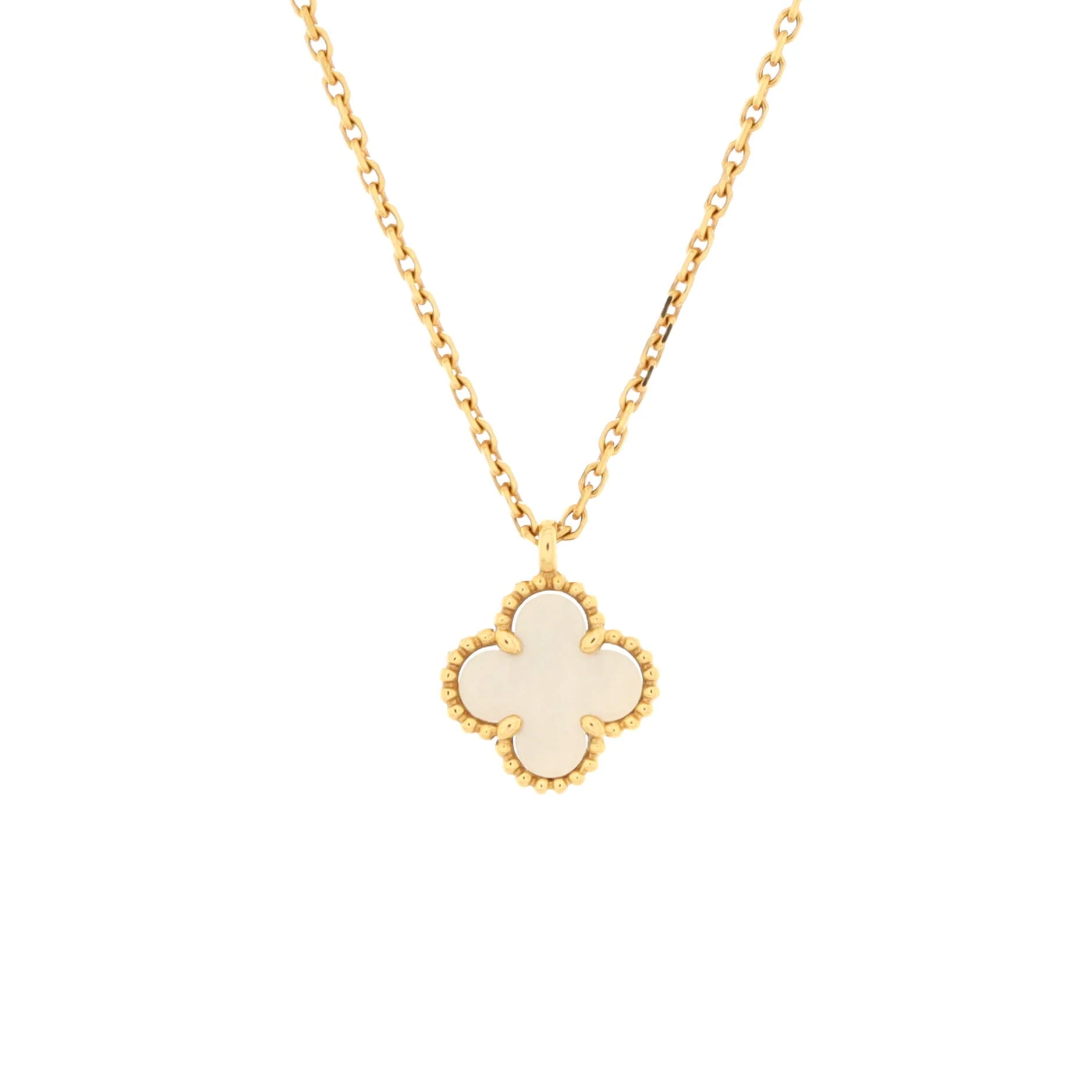 Sweet Alhambra Pendant Necklace 18K Yellow Gold and Mother of Pearl