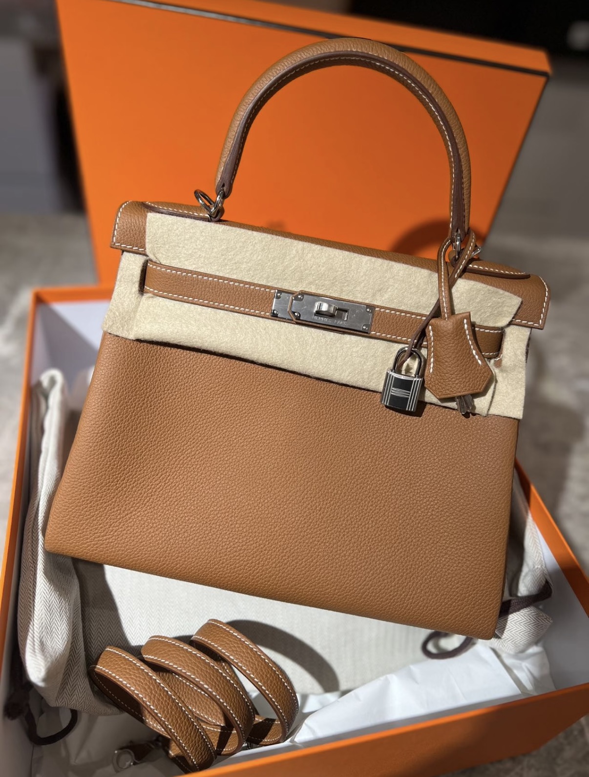 Kelly 25-28 Brown TOGO leather silver hardware custom - Artisantouchss