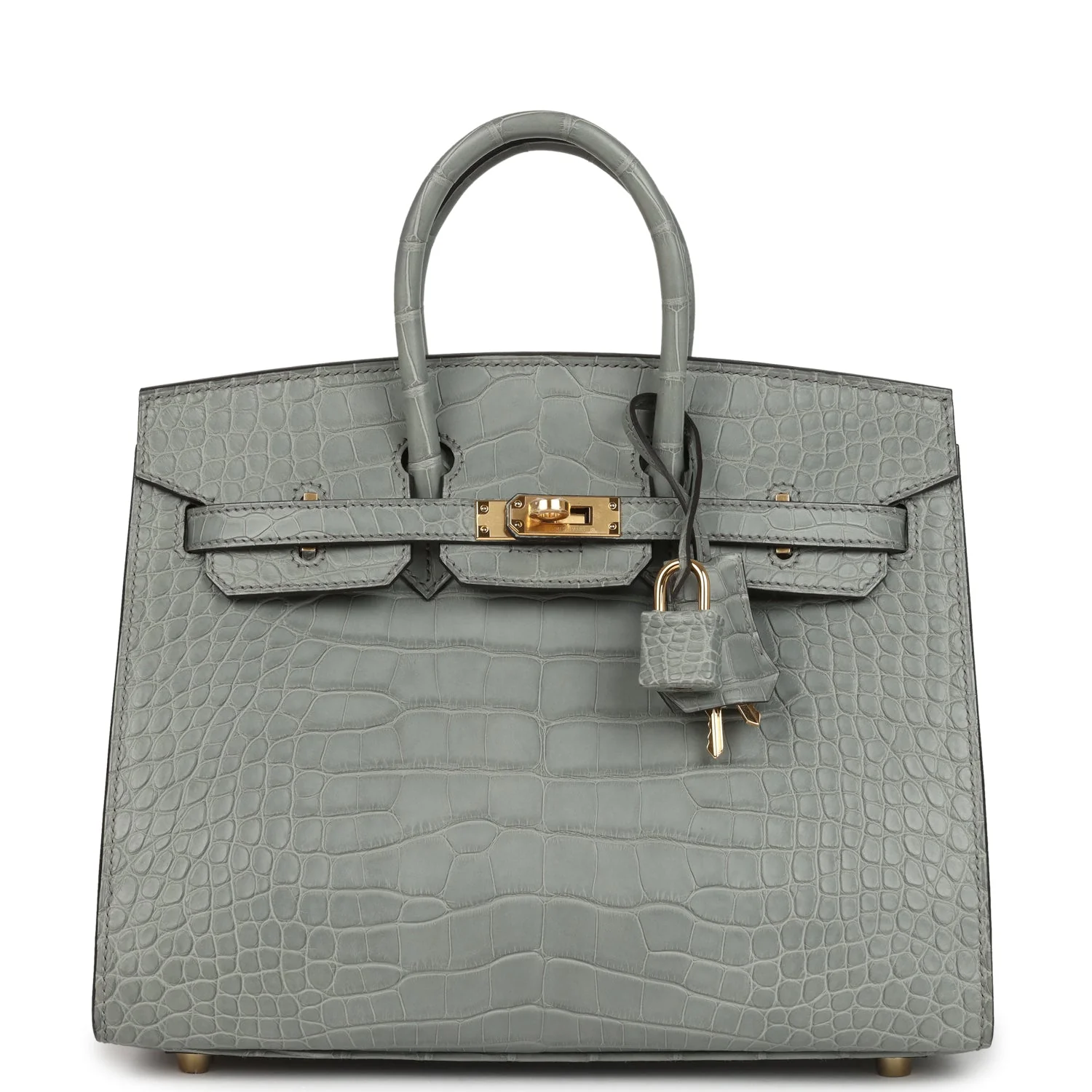 Hermes Birkin Sellier 25 Gris Ciment Matte Alligator Gold Hardware