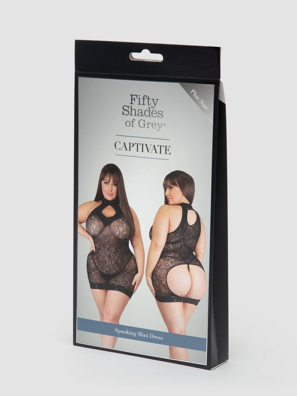 Fifty Shades of Grey Captivate Plus Size Black Lace Spanking Mini Dress