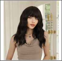 Natural black long straight wig for women, made entirely of real hair, breathable inner mesh, comfortable to wear, full head cover.