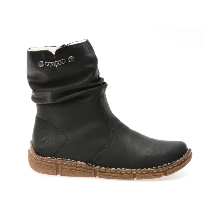 Ghete RIEKER negre, Z3771, din piele ecologica