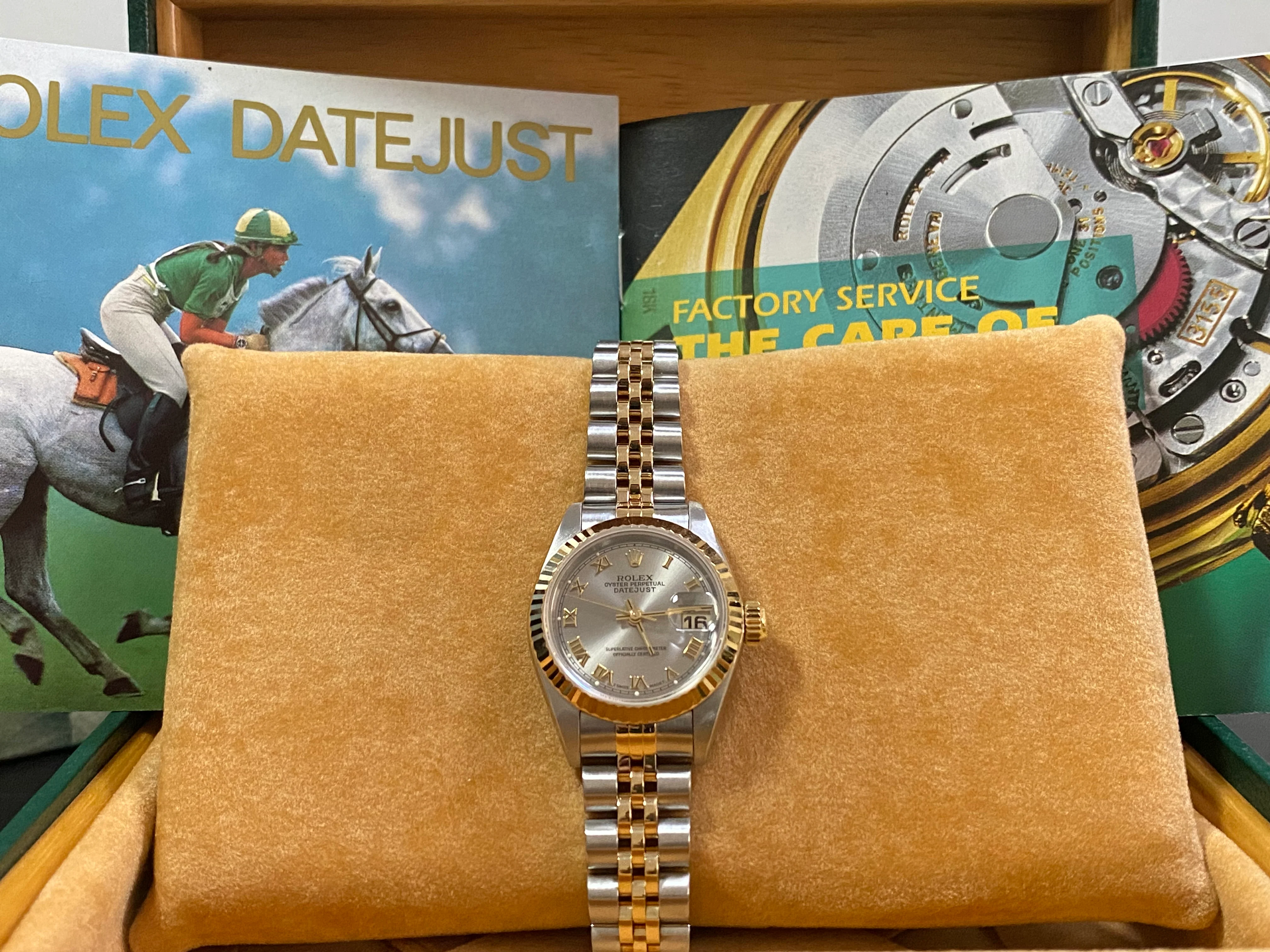 Rolex Two Tone Lady-Datejust - T Serial- Fluted Bezel - Silver Roman Dial - Jubilee Bracelet - 69173