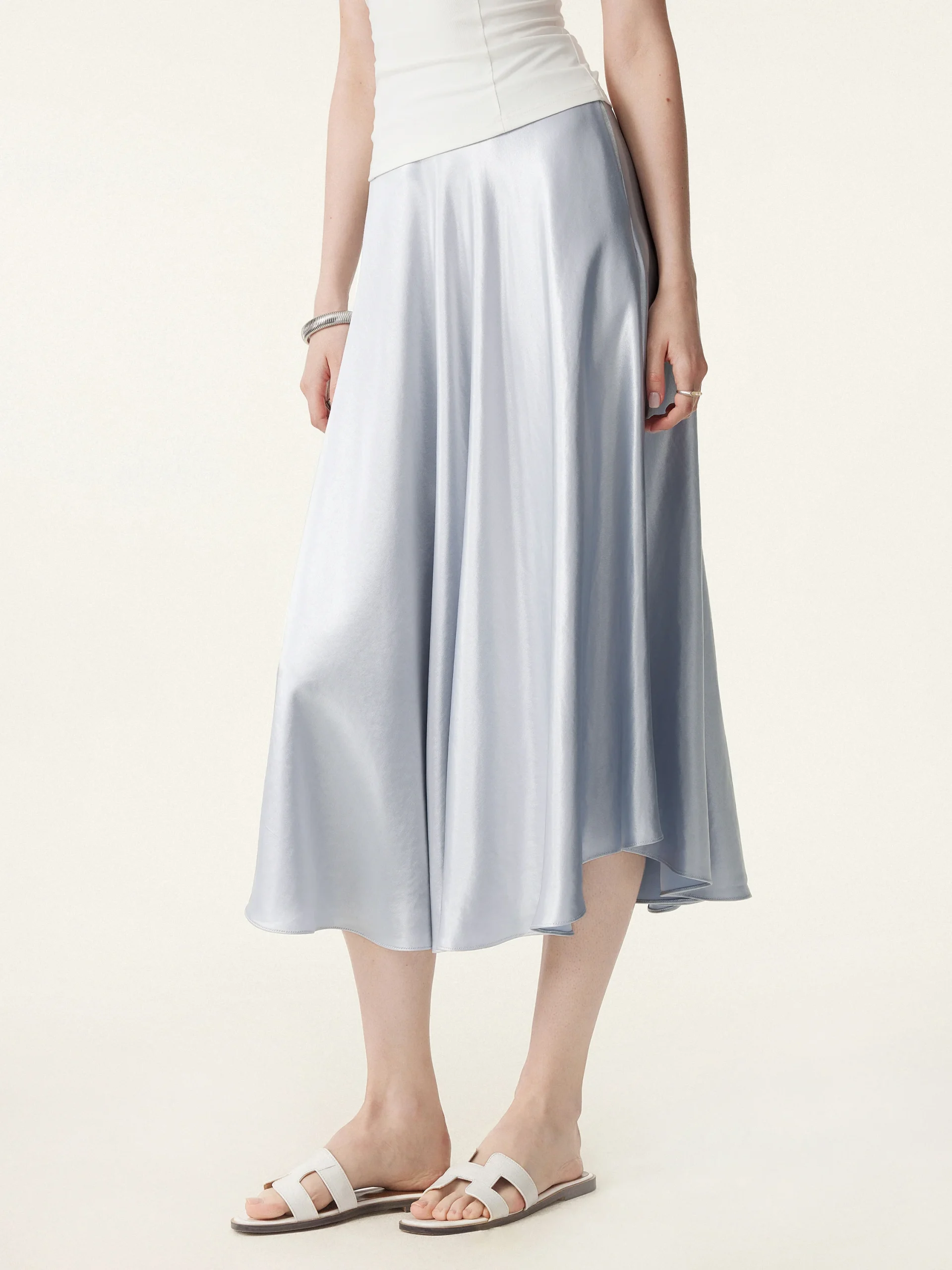 Bias-cut Acetate Maxi Circle Skirt with Pockets