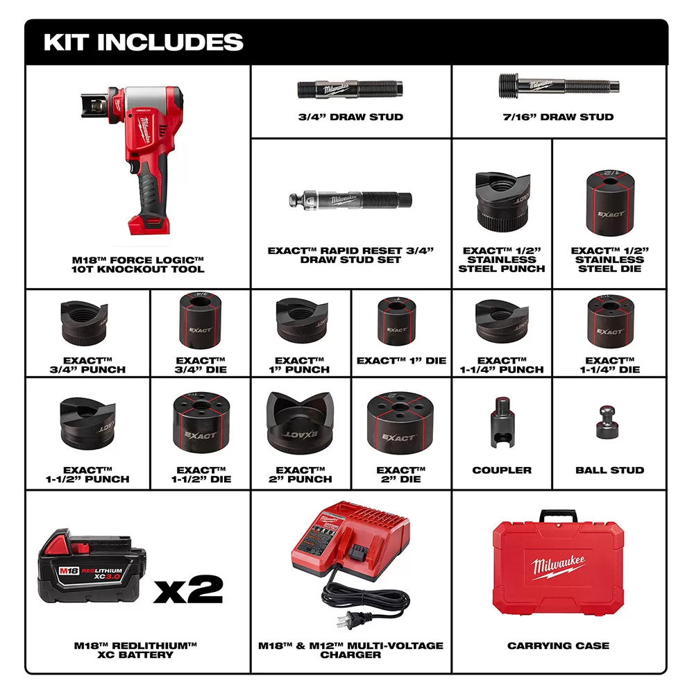 Milwaukee 2677-81 M18 18V FORCE LOGIC 6T Knockout Tool Kit - Recon