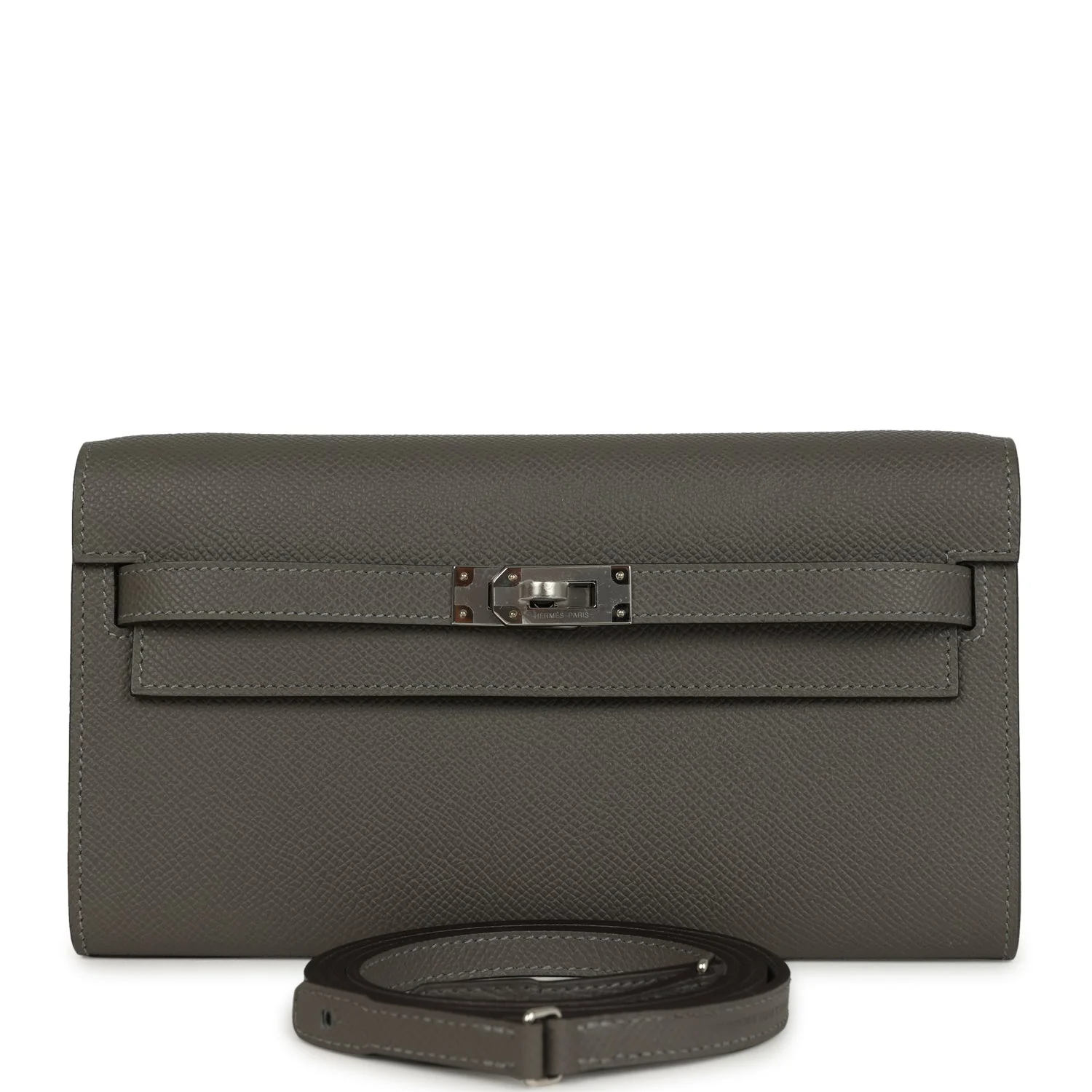 Hermes Kelly Wallet To Go Gris Meyer Epsom Palladium Hardware