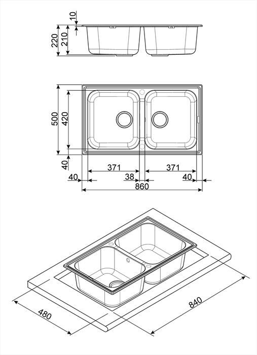 SMEG - Lavello lneare LZ862AV2 2 vasche-Avena