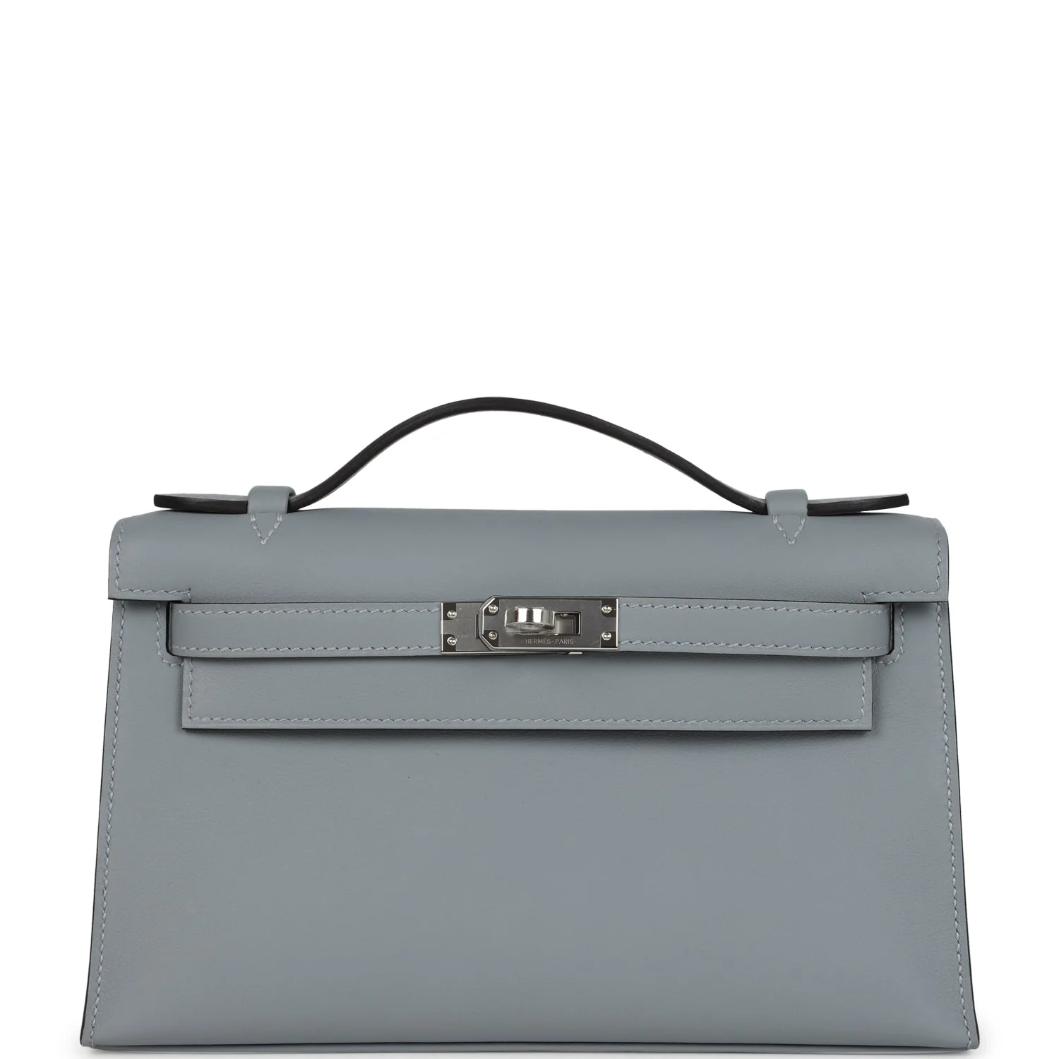Hermes Kelly Pochette Gris Pantin Swift Palladium Hardware