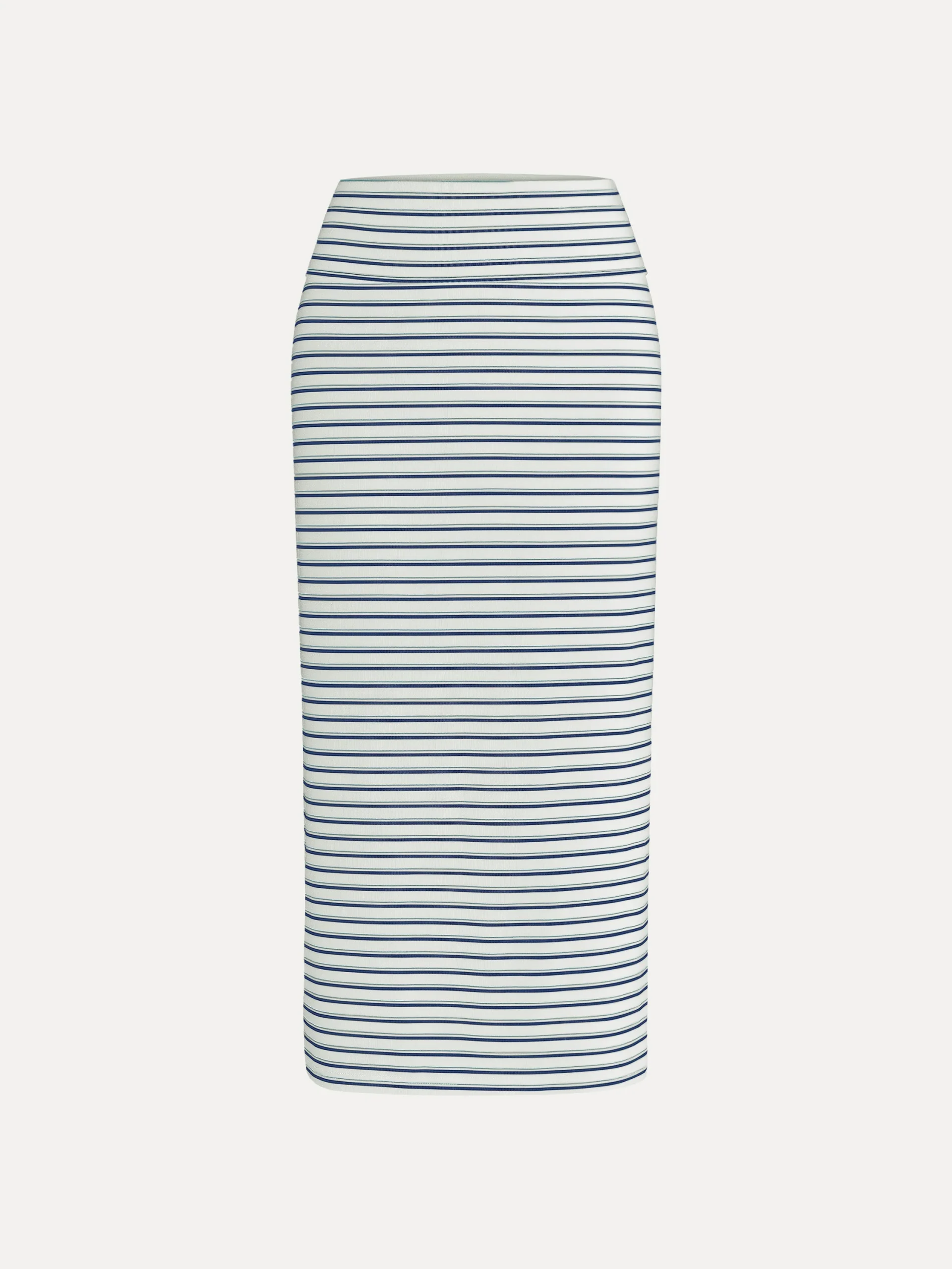 Low Rise Folded Waist Striped Midi Skirt