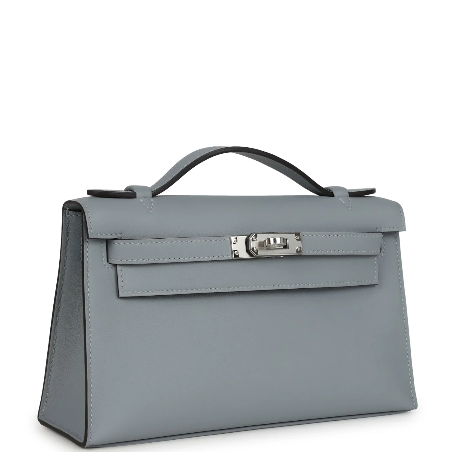 Hermes Kelly Pochette Gris Pantin Swift Palladium Hardware