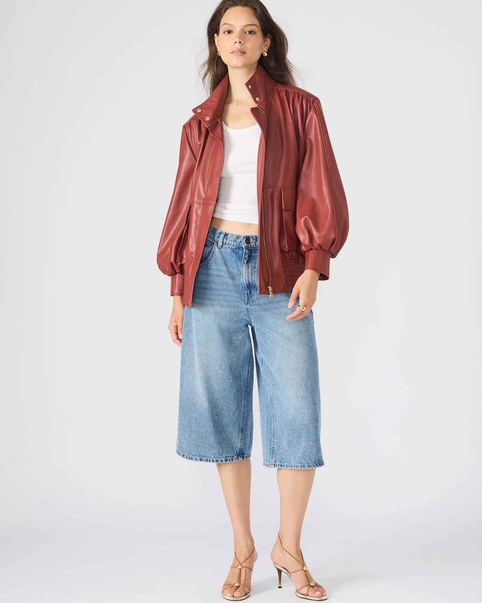 Dusty Brick Color Zip‑Up Casual Fashion Jacket