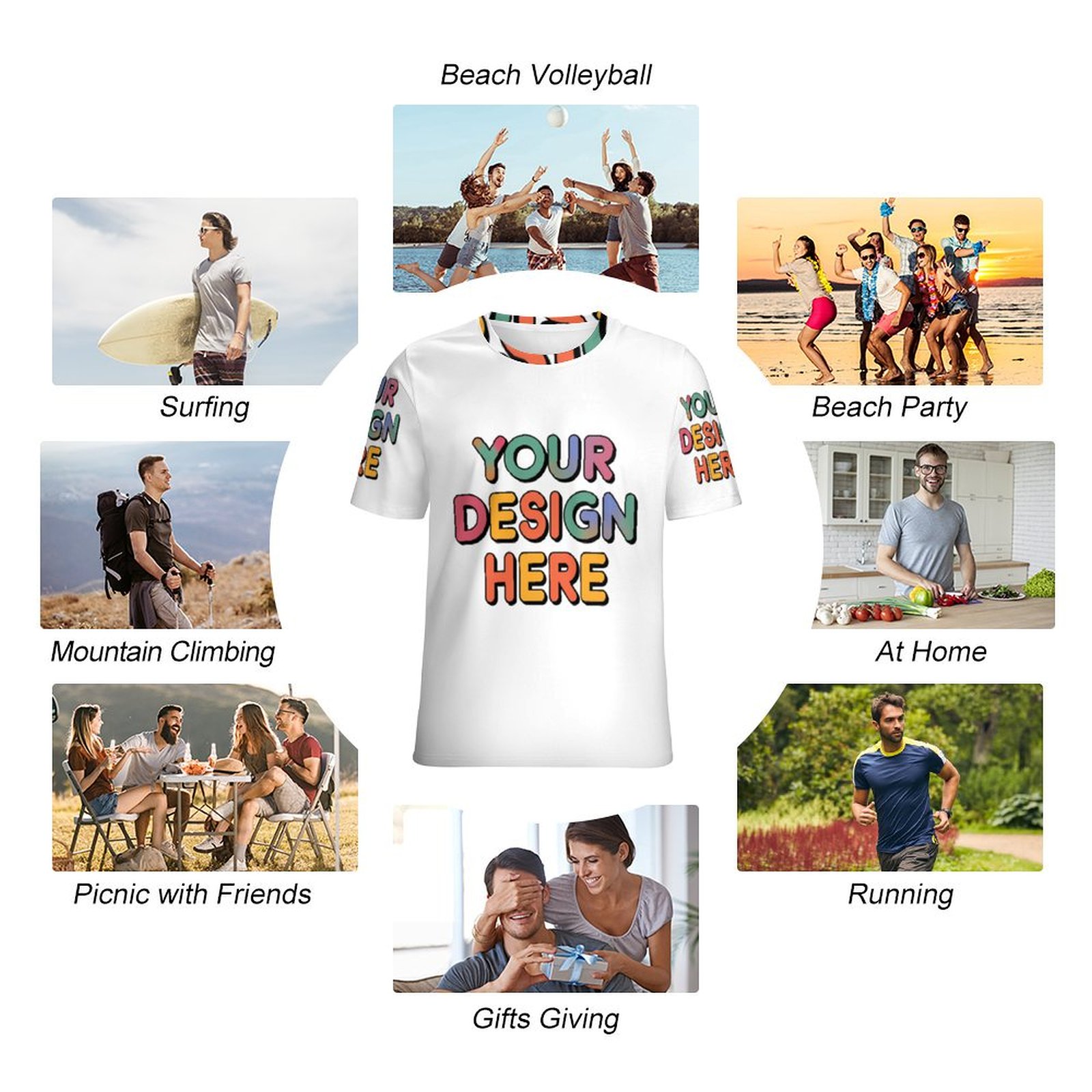 Personalized Custom Men’s 150g Flat Fabric Heat Transfer T-Shirt