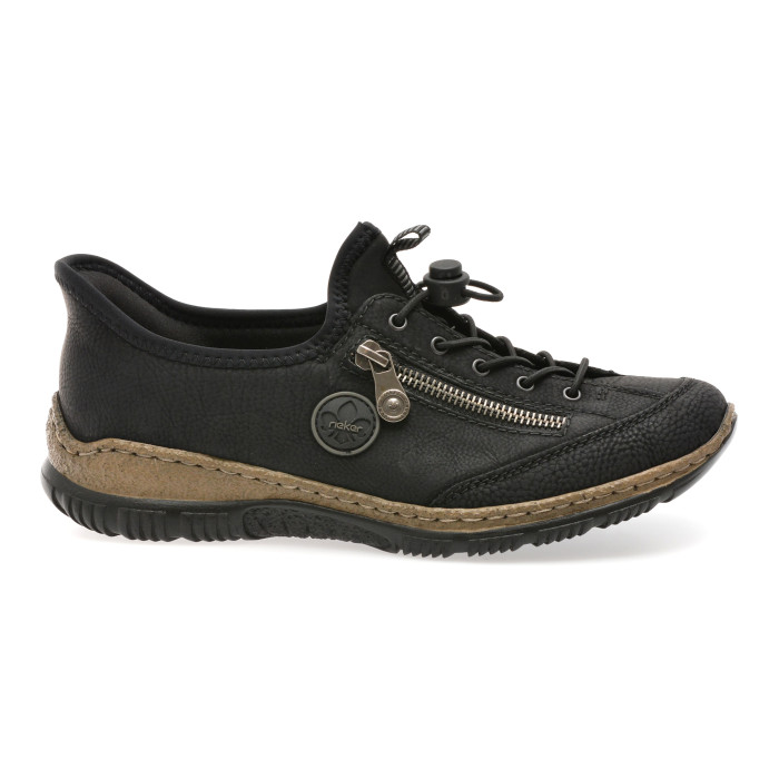 Pantofi RIEKER negri, N3267, din piele ecologica