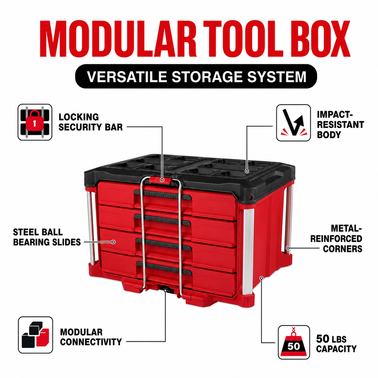 🔥Clearance Sale🔥366-Piece Mechanics Tool Set with Rolling 4-Drawer Storage
