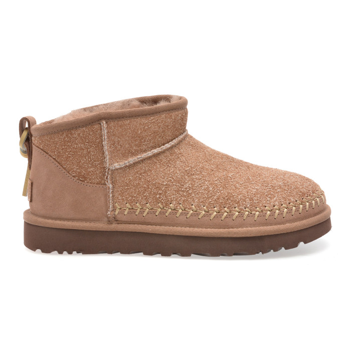 Ghete UGG maro, CLASSIC ULTRA MINI BIARRITZ, din piele intoarsa