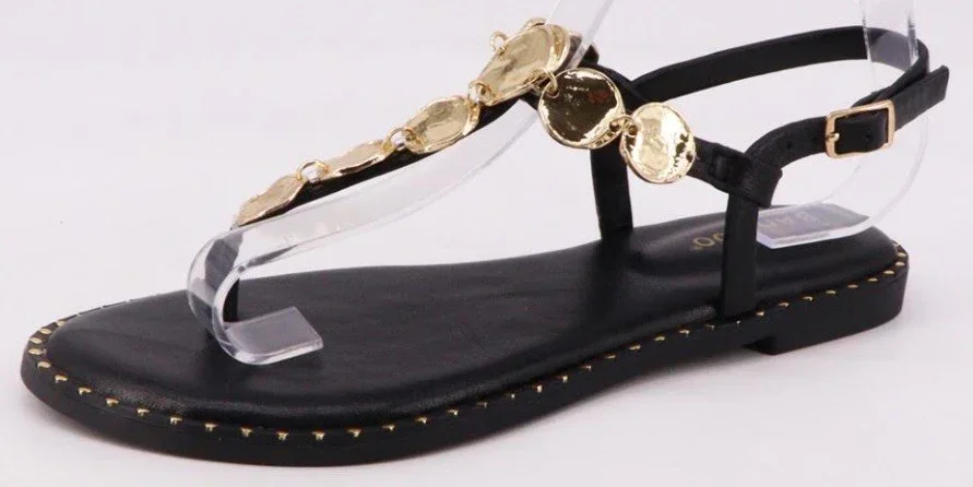 Gold Link Flat Sandals