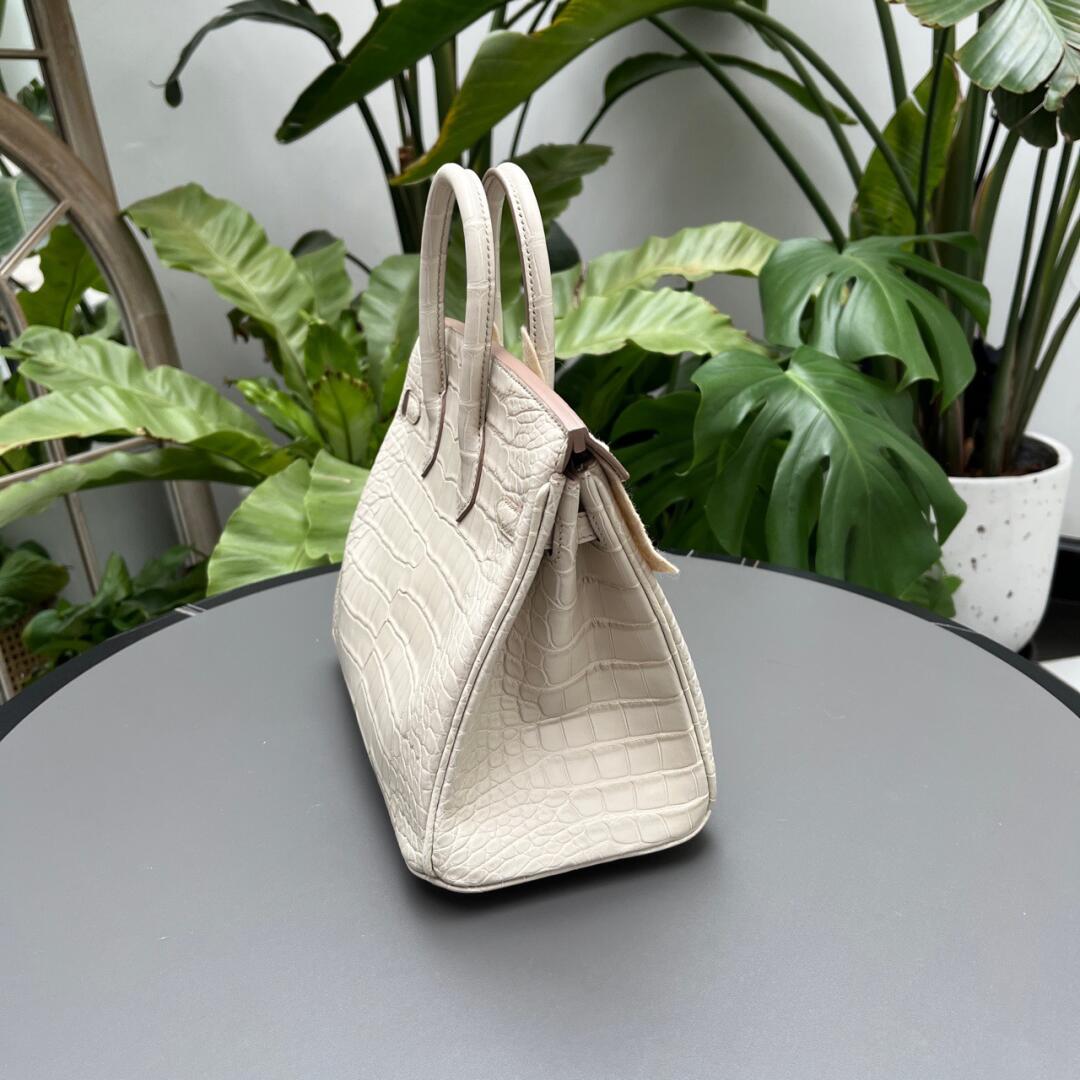 Hermès Birkin25 Glacier White Matte Block Crocodile customization