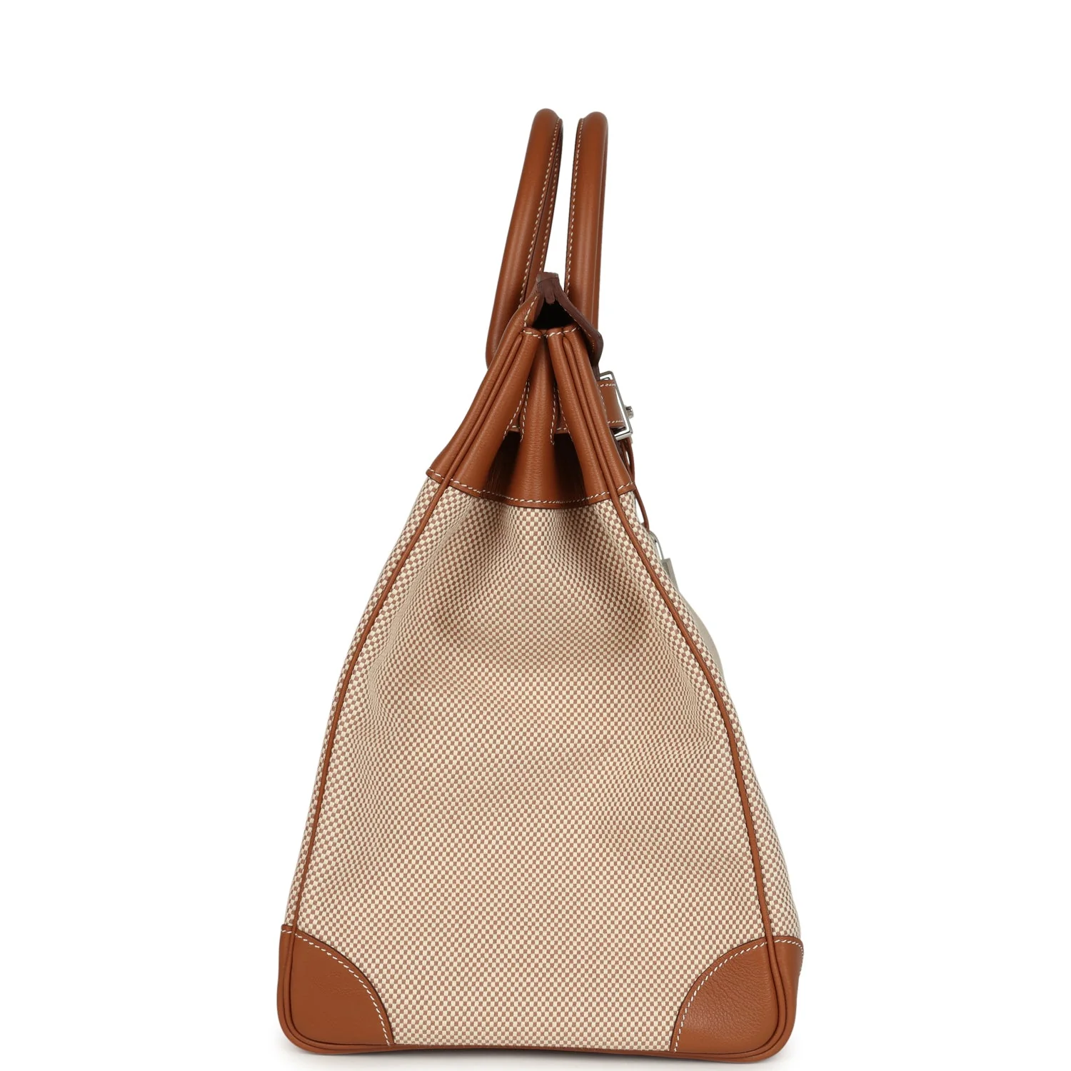 Hermes Birkin HAC 40 Gold Togo and Ecru-Beige Toile H Canvas Palladium Hardware