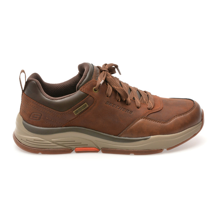 Pantofi sport SKECHERS maro, BENAGO, din piele naturala