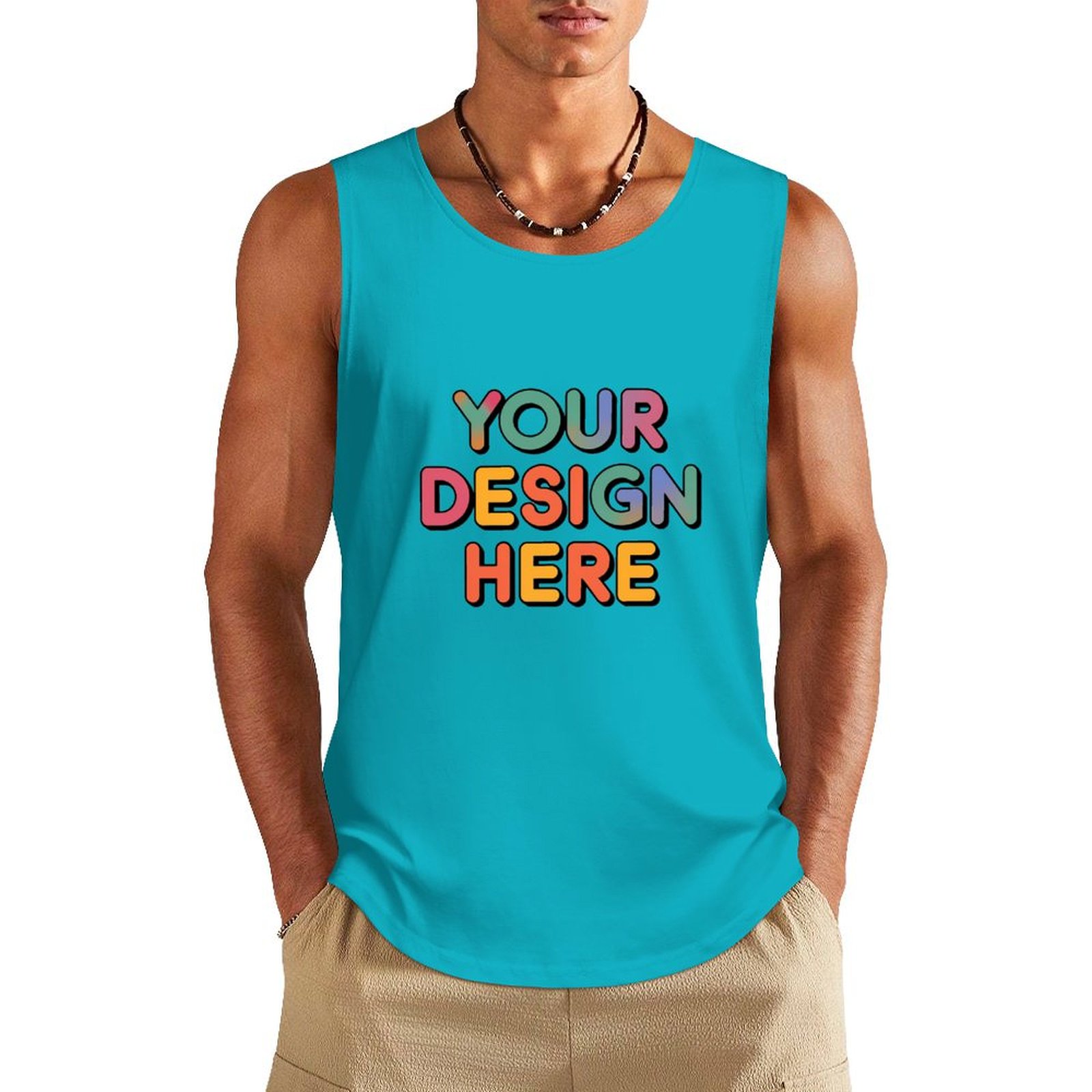 Personalized Custom Men’s 100% Cotton Sleeveless Vest