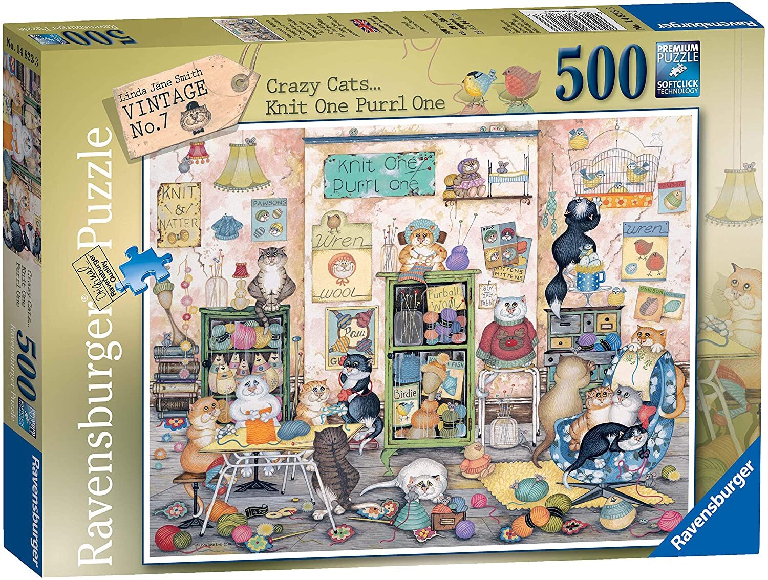 Crazy Cats Knit One Furrl One Vintage No.7 500 Piece Puzzle