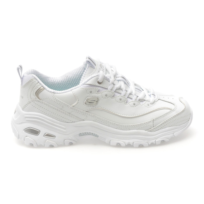 Pantofi sport SKECHERS albi, D LITES, din piele ecologica