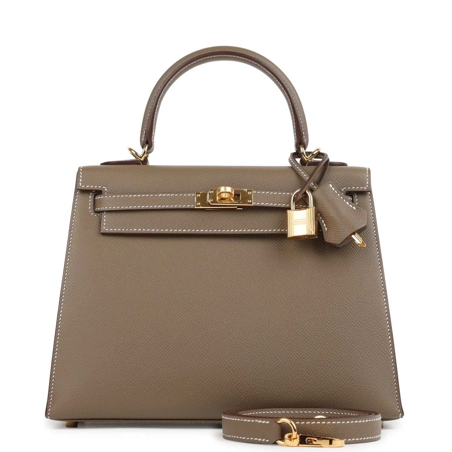 Hermes Kelly Sellier 25 Etoupe Epsom Gold Hardware
