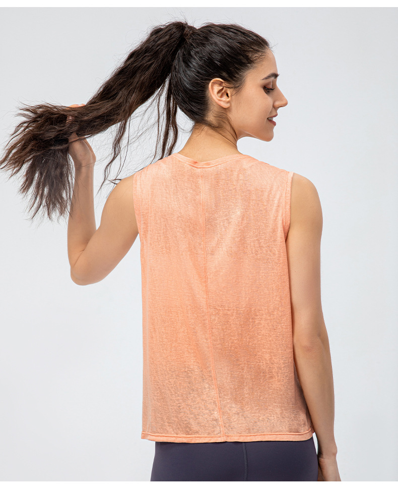 Women's yoga sports cover-up, lightweight and breathable sports vest, loose and casual running sports fitness vest