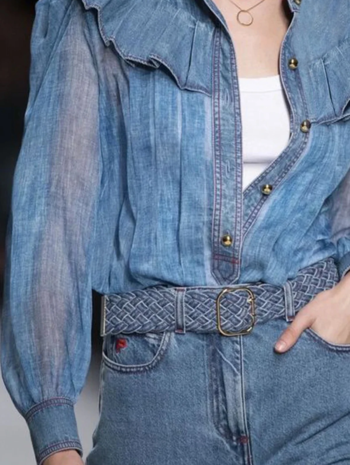 Fashion Pleated Ruffles Shirt Women See Through Long Sleeves Patchwork Design Single-breasted Tops 2026 Spring New Clothing