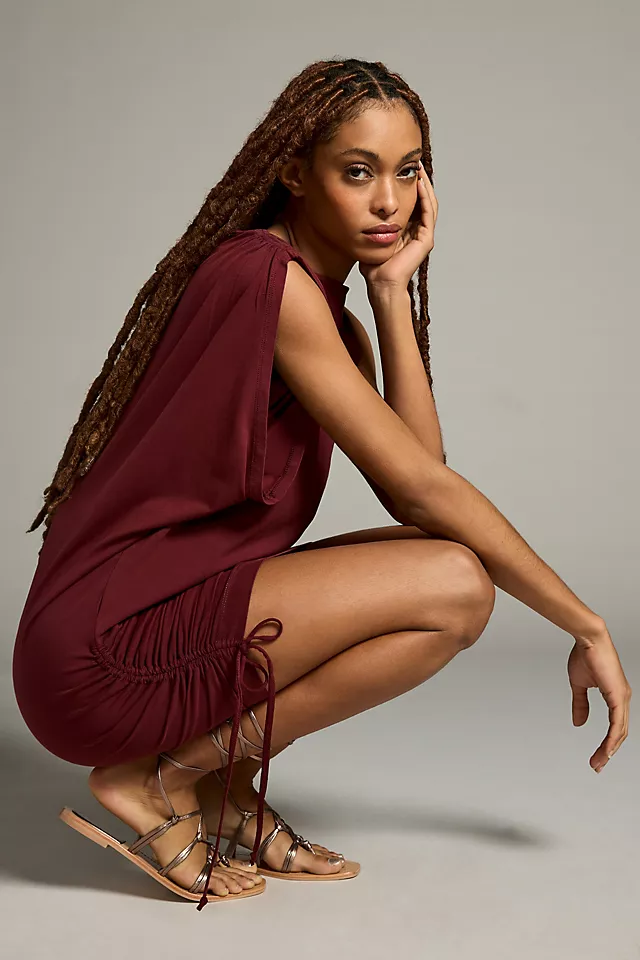 Ruched Sleeveless Dress COCOA PLUM