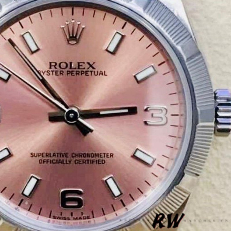 Rolex Oyster Perpetual 177210 Stainless Steel Pink Dial 31mm Lady Replica Watch